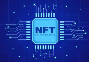 nft token no fungible crypto art de convertir en red digital con servidores de monedas para pancarta o póster en ilustración de fondo plano vector