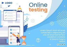 Online Testing Course Brochure Template Flat Design Illustration Editable of Square Background for Social media, E-learning and Education Concept vector