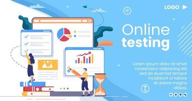 Online Testing Course Post Template Flat Design Illustration Editable of Square Background for Social media, E-learning and Education Concept vector