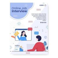 Job Interview Meeting and Candidate of Employment or Hiring Poster Template Flat Illustration Editable of Square Background for Social Media vector
