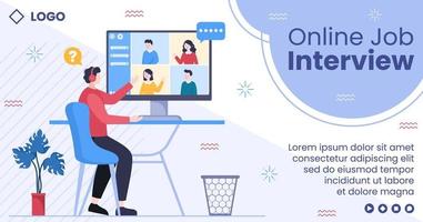 Job Interview Meeting and Candidate of Employment or Hiring Post Template Flat Illustration Editable of Square Background for Social Media vector