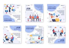 Job Interview Meeting and Candidate of Employment or Hiring Post Template Flat Illustration Editable of Square Background for Social Media vector