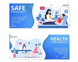 Pregnant Mother and Maternity Insurance Banner Health care Template Flat Illustration Editable of Square Background for Social media or Greetings Card vector