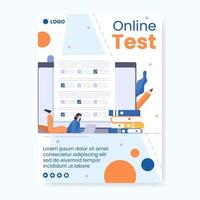 Online Testing Course Poster Template Flat Design Illustration Editable of Square Background for Social media, E-learning and Education Concept vector