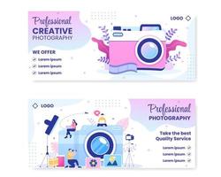 Photographer with Camera and Digital Film Equipment Banner Template Flat Illustration Editable of Square Background for Social Media or Web vector