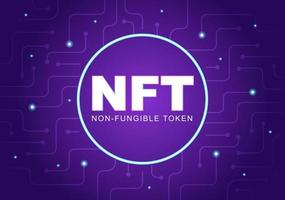 nft token no fungible crypto art de convertir en red digital con servidores de monedas para pancarta o póster en ilustración de fondo plano vector