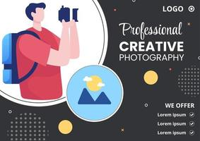 Photographer with Camera and Digital Film Equipment Brochure Template Flat Illustration Editable of Square Background for Social Media or Web vector