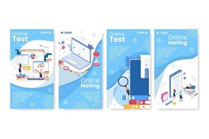 Online Testing Course Stories Template Flat Design Illustration Editable of Square Background for Social media, E-learning and Education Concept vector