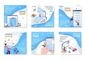 Online Testing Course Post Template Flat Design Illustration Editable of Square Background for Social media, E-learning and Education Concept vector