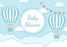 Baby Shower Little Boy or Girl with Cute Design Toys and Accessories Newborn Babies Background Illustration for Invitation and Greeting Cards vector