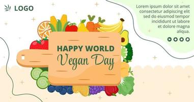 World Vegetarian Day Post Template Flat Design Illustration Editable of Square Background Suitable for Social media or Greetings Card vector