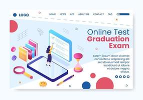 Online Testing Course Landing Page Template Flat Design Illustration Editable of Square Background for Social media, E-learning and Education Concept vector
