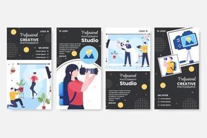 Photographer with Camera and Digital Film Equipment Stories Template Flat Illustration Editable of Square Background for Social Media or Web vector