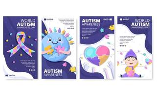 plantilla de historias del día mundial de concientización sobre el autismo ilustración plana editable de fondo cuadrado adecuado para redes sociales o tarjeta de saludos vector