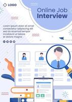 Job Interview Meeting and Candidate of Employment or Hiring Flyer Template Flat Illustration Editable of Square Background for Social Media vector