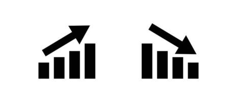 Bar chart with rising and falling arrows. Vector. vector