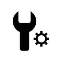 Wrench and gear silhouette icon. vector