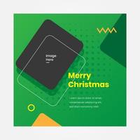 Banner square merry christmas, suitable for content social media and green color vector