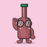 genius beer bottle character mascot isolated cartoon in flat style vector