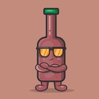 super cool botella de cerveza personaje mascota dibujos animados aislados en estilo plano vector