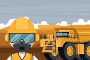 mining engineer with heavy machinery mining truck working vector