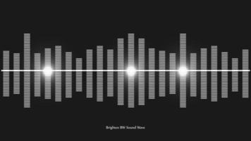 Glowing black and white sound wave with dotted frequency lines and neon effects style. BW light lines walpaper. vector