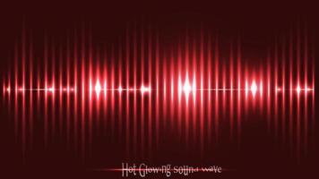 Glowing red hot sound wave with dotted frequency lines and neon effects style. Smoldering lines composition wallpaper. vector