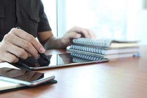 Young creative designer man working at office and copy space as concept photo