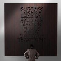 businessman thinking of success business diagram on wood wall photo