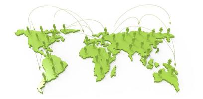 social network human 3d on world map photo