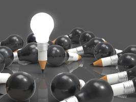 drawing idea pencil and light bulb concept creative and leadership photo