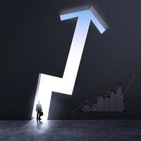 businessman looking at opened concrete wall in form of business graph sign as concept photo