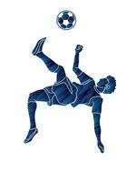 Soccer Player Overhead Kick Action vector