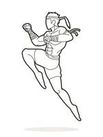 Muay Thai action Thai Boxing vector