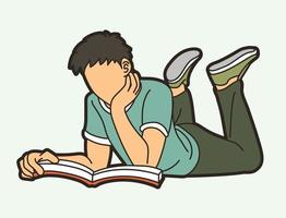 un hombre sentado y leyendo un libro vector