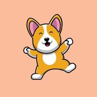 Cute Corgi Dog So Excited Cartoon Vector Icon Illustration. Animal Icon Concept Isolated Premium Vector. Flat Cartoon Style