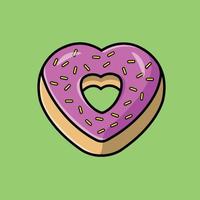 Ilustración de icono de vector de dibujos animados de crema de donut de amor. concepto de icono de objeto de comida vector premium aislado. estilo de dibujos animados plana