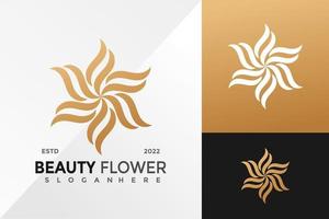 Gold Beauty Flower Brand Identity Logo Design Vector illustration template