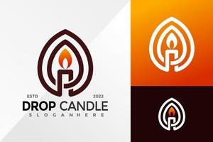 Drop Candle Logo Design Vector illustration template