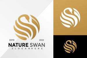 plantilla de ilustración de vector de diseño de logotipo de cisne de naturaleza