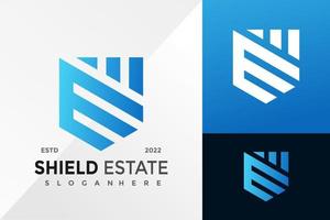 Letter E Shield Estate Logo Design Vector illustration template