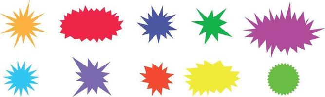 colección de burbujas de discurso de color starburst. vector