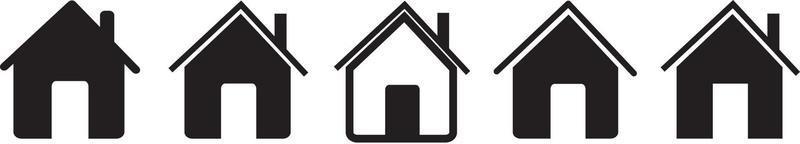 conjunto de iconos de casa. colección de iconos de inicio. bienes raíces. símbolos de casas de estilo plano para aplicaciones y sitios web en el fondo blanco vector