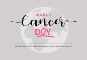 World cancer day concept background with pink ribbon and grey earth. vector