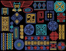 set of hand drawn tribal objects. Abstract geometric ethnic ornament. vector