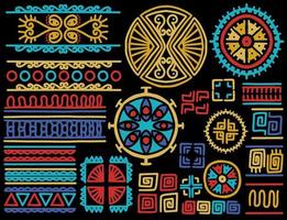 Set of Ethnic hand drawn tribal line border and hipster design element vector