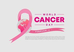 World cancer day background concept with big pink ribbon. vector