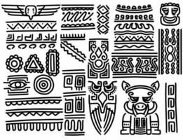 Set of Ethnic hand drawn tribal line border and hipster design element vector