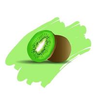 Vector illustration of Kiwi fruit, whole fruit and half isolated on a white background.