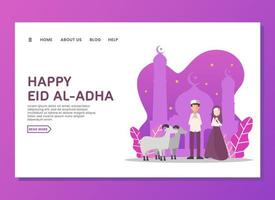 concepto de página de destino de eid al adha vector